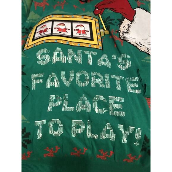 Seneca Allegany Ugly Christmas Sweater Santa Favorite Place To Play XL - Picture 2 of 12